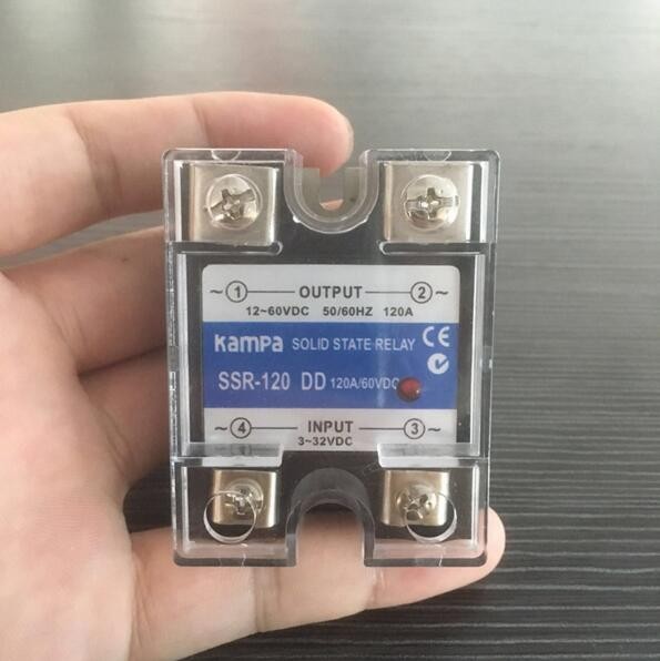 Miniature SSR 100Amp Single Phase SSR Industrial Relay DC Input 3-32VDC control Output 12-60VDC Black SSR Relay(SSR-120DD)
