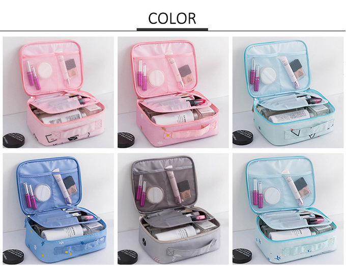 Printed Pattern Oxford Fabric Makeup Storage Bag with Double Zipper