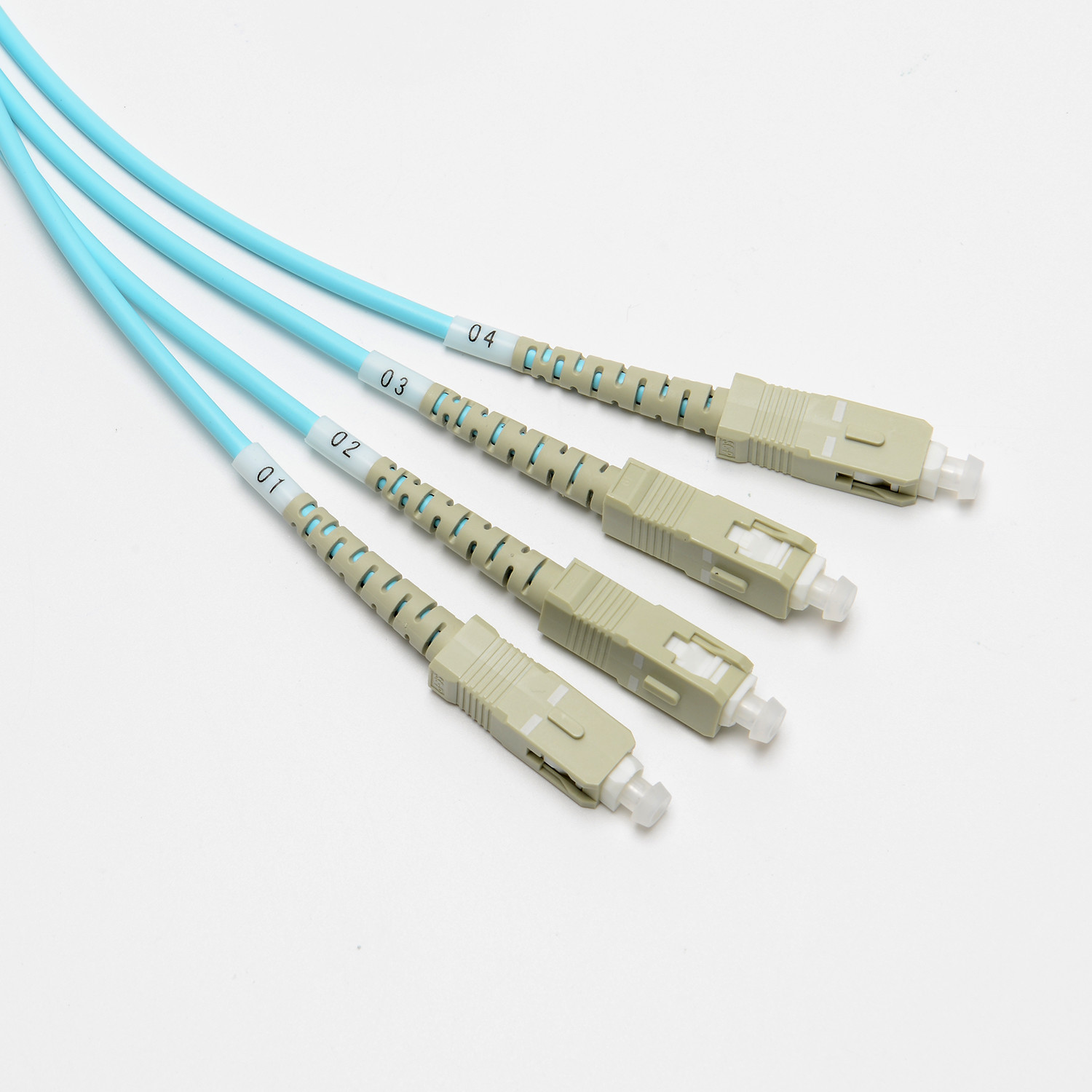 Fiber optic patch cord SC LC Breakout 3.0mm 4 core 50/125um OM3 armored multimode fiber optic patch cables