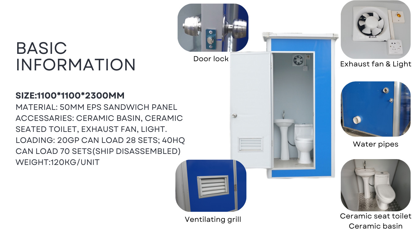 50mm Panel Steel Portable Toilet