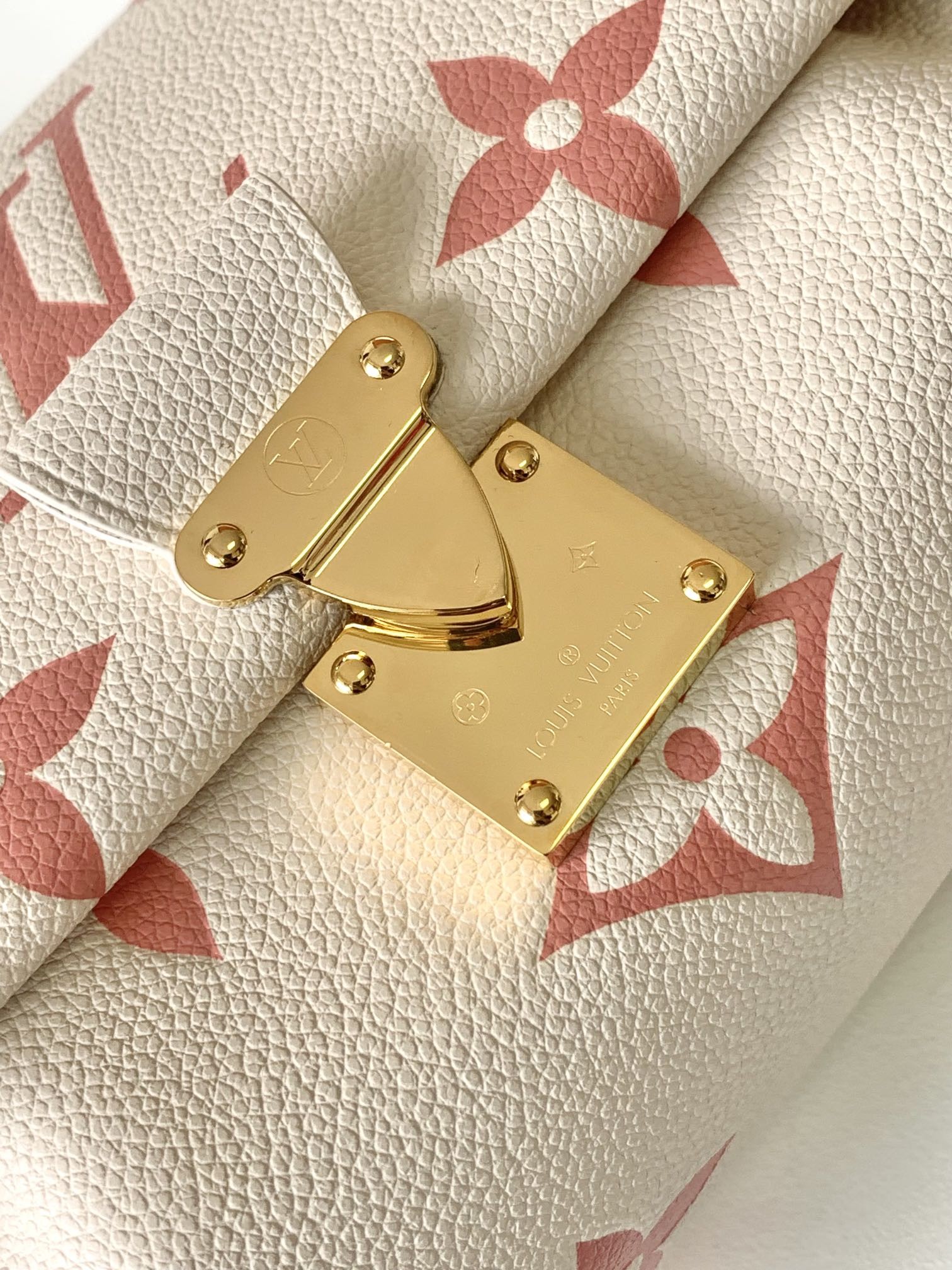 Favorite Creme Mini Sling Bag Branded LV Rose Trianon Two Monogram Empreinte Leather