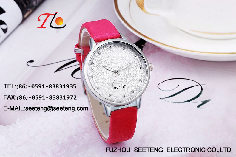 PU leather strap with alloy case and color band special design dial watch