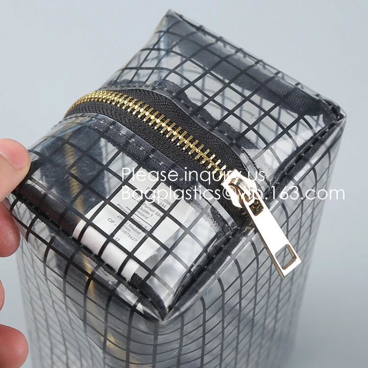 Clear Zipper Pouch with Strap Makeup Bag PVC Cosmetic Pouch,Printing Clear k Cosmetic PVC Pouch, bagease, bagplast