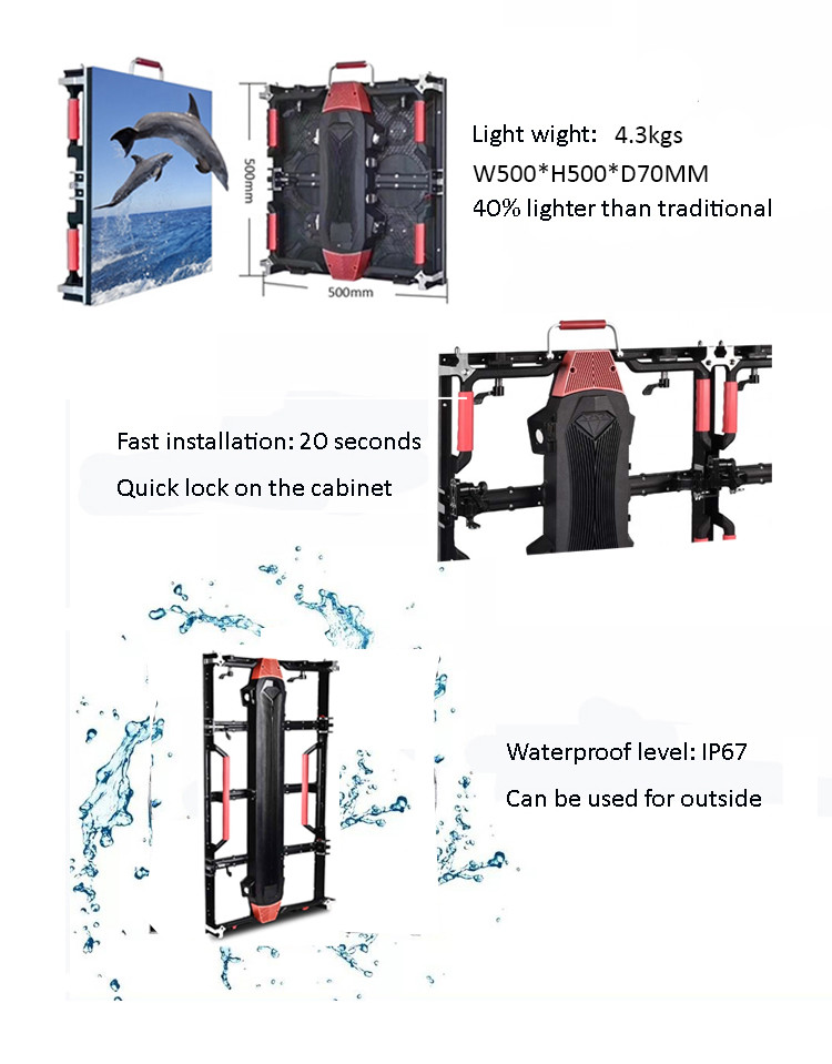 Portable 500*500mm Die Casting Indoor P3.91 LED Panel Displays