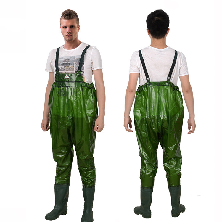 Green or Different Color 100% PVC Waist Fishing Waders Adjustable and Comfortable