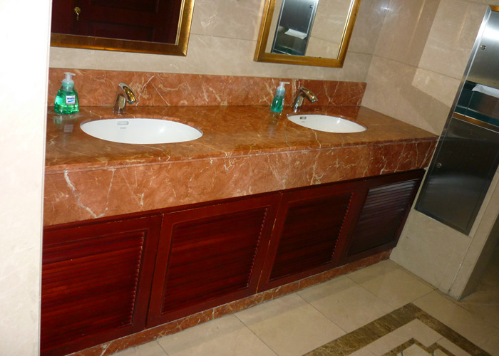 Tea Rose Natural Prefab Vanity Tops 22" Wide With Two Sink Holes