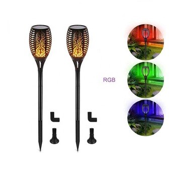 Black 1W LED Flickering Flame Solar Lights For Park Decoration Automatic On Dusk