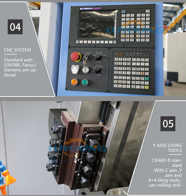 GSK CNC Control System TCK420 Slant Bed Turret Precision Lathe 500mm Workpiece Length
