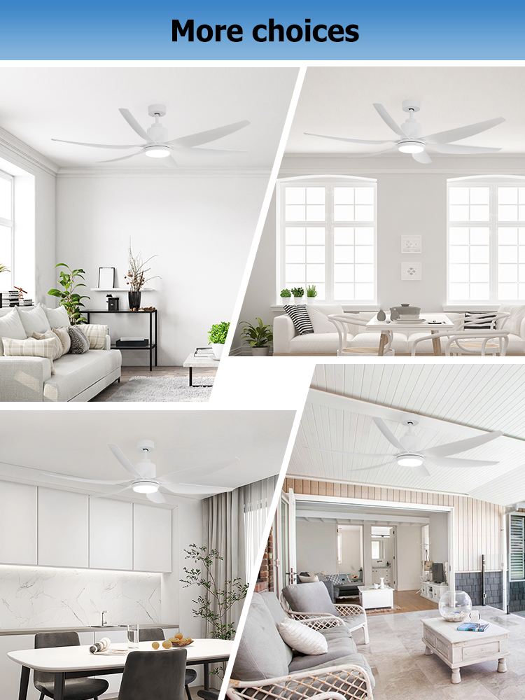 Color Temperature 3000k 66-inch LED Ceiling Fan with Dimmable Light and White ABS Blades