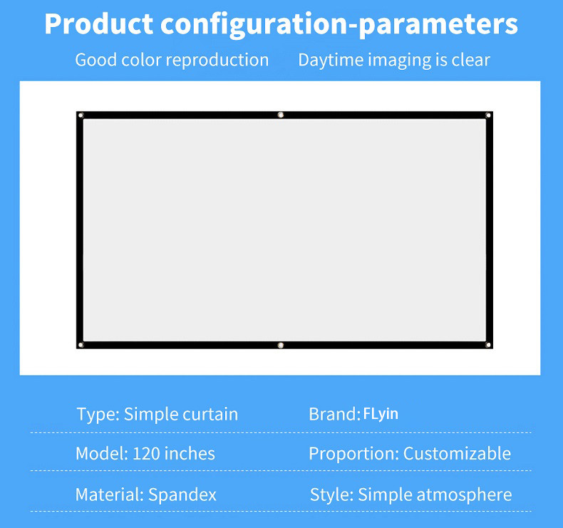 84 Inch Portable Foldable Soft Screen Spandex Customizable Projector Screen For Educational Business Anti-Wrinkle