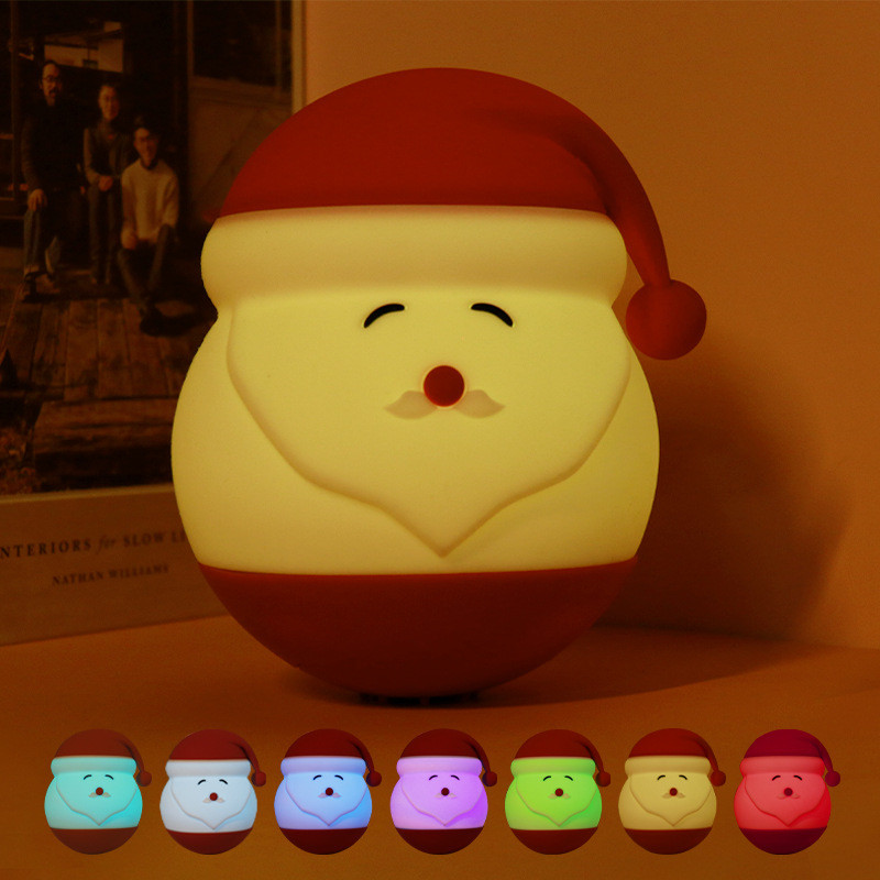 Christmas Night Light For Kids Lamp Cute Lamp 16 Colors Tap Silicone Kids Night Light USB Rechargeable Baby Night Lights