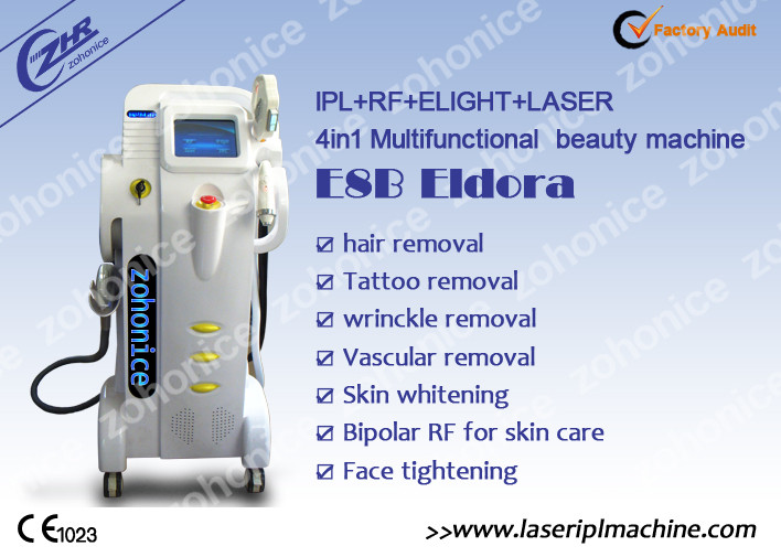 4in1 Mulfifunction RF nd yag laser IPL OPT SHR Professional Painless Laser Hair Removal Machine