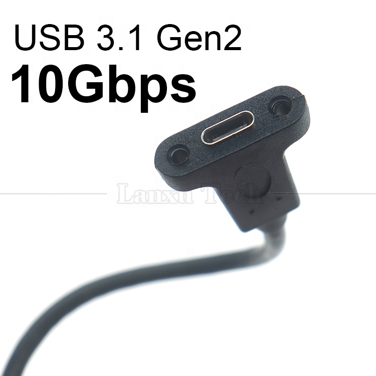 USB3.1 Gen2 10Gbps Screw Locking USB Type C Male to Female Panel Mount Extension Cable