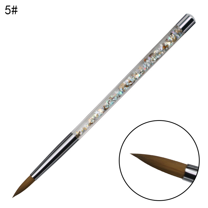 Glitter Handle Nail Art Brush Size 5-7 Kolinsky Acrylic Liquid Nail Art Tools