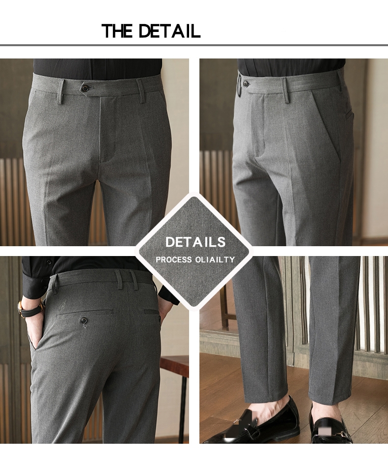 Button Decoration Winter Business Trousers for Men Quantity 200 Design Slim Fit Style