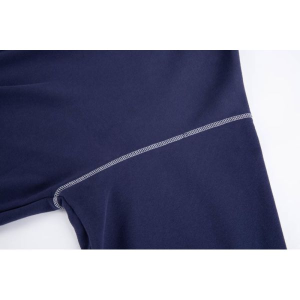 Navy Oversized Relaxed Fit Fleece Hoodie with Contrast Flatlock Seams and Back Slogan Print