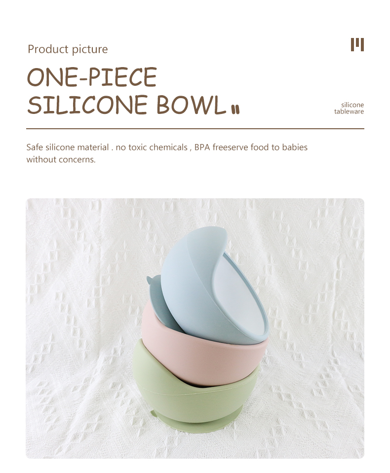 Custom BPA Free Baby Food Bowl Set , Food Grade Suction Baby Silicone Bowl