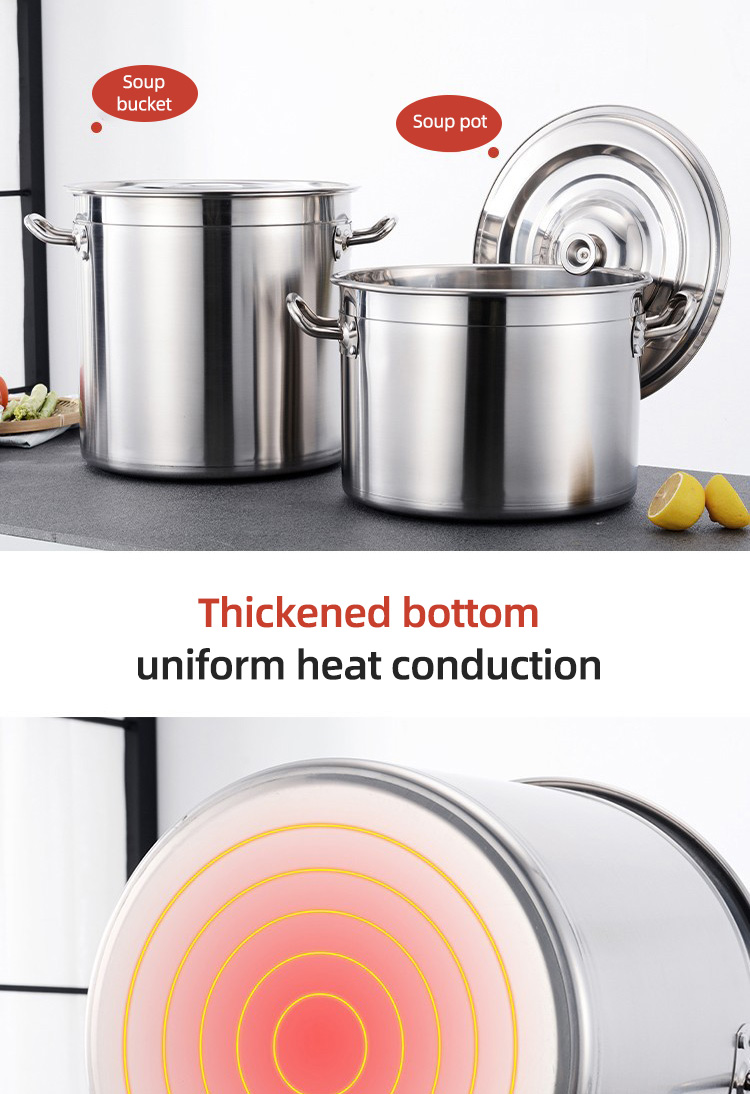 Wholesale Top Seller Kitchen Cooking Soup Ware Induction Stainless Steel 201 Cookware Stock Pot