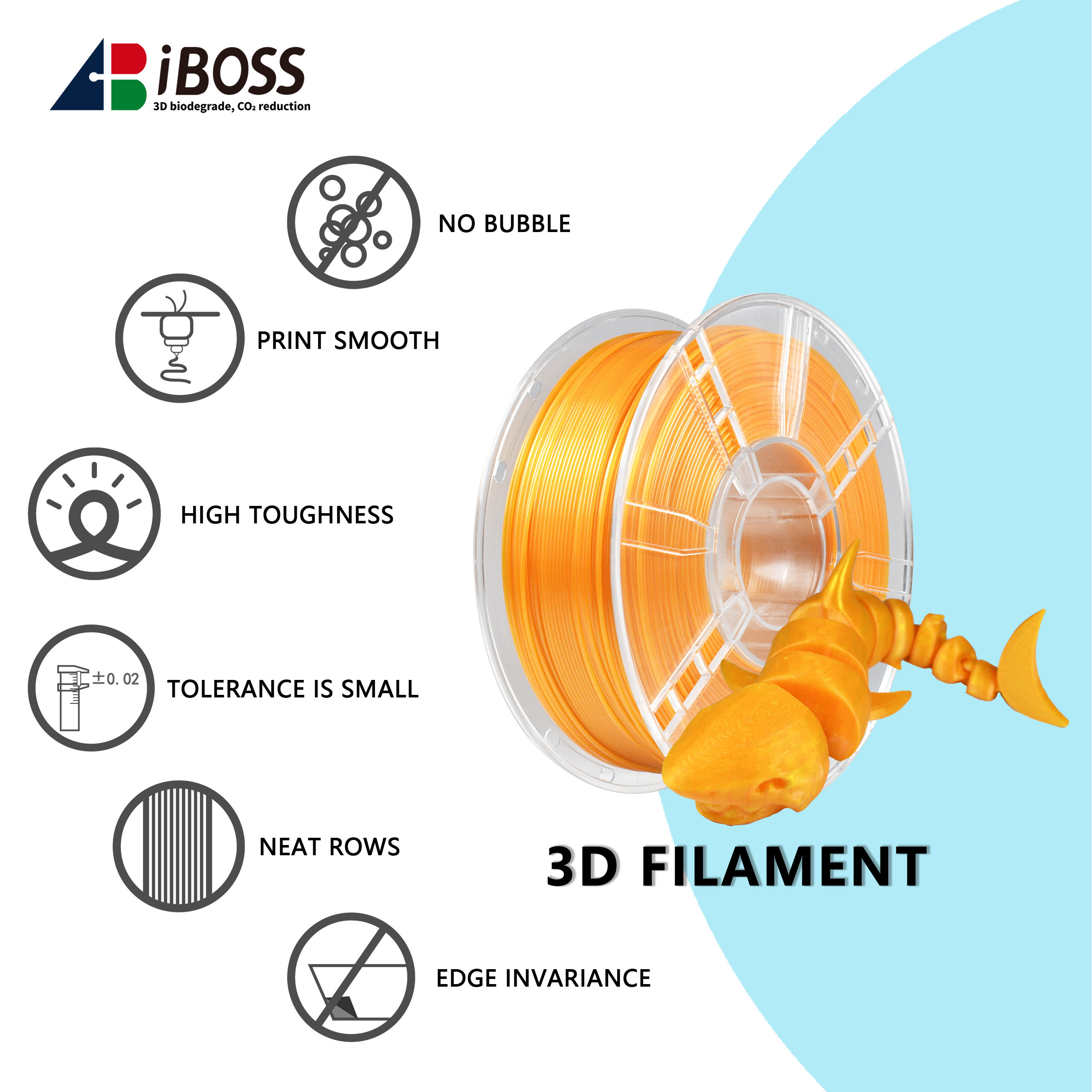 iBOSS 1000g PETG Filament Pearlescent Gold 1.75mm 3D Printing Filament