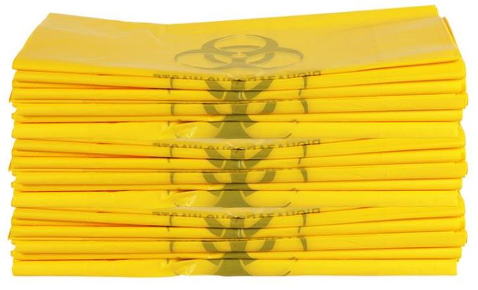 Biohazard Infectious Waste Bag PPE for COVID - 19 Disposable Trash Bags Thickness 5 mil Length 86 cm Width 70cm