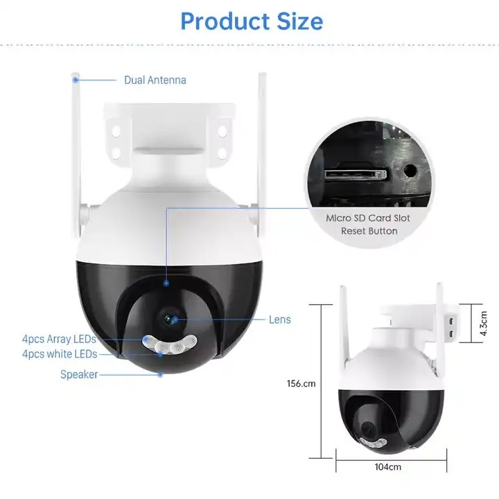RoHS 4MP WiFi Wireless Camera System Ultra HD PTZ With CMOS Sensor