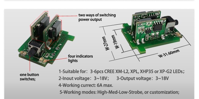 OEM ODM LED Driver Circuit Board 12V 6A 30W For Bike Lights Headlamps