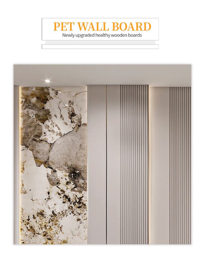 Bathroom High Gloss PET PVC Marble Wall Panels Bamboo Charcoal Board