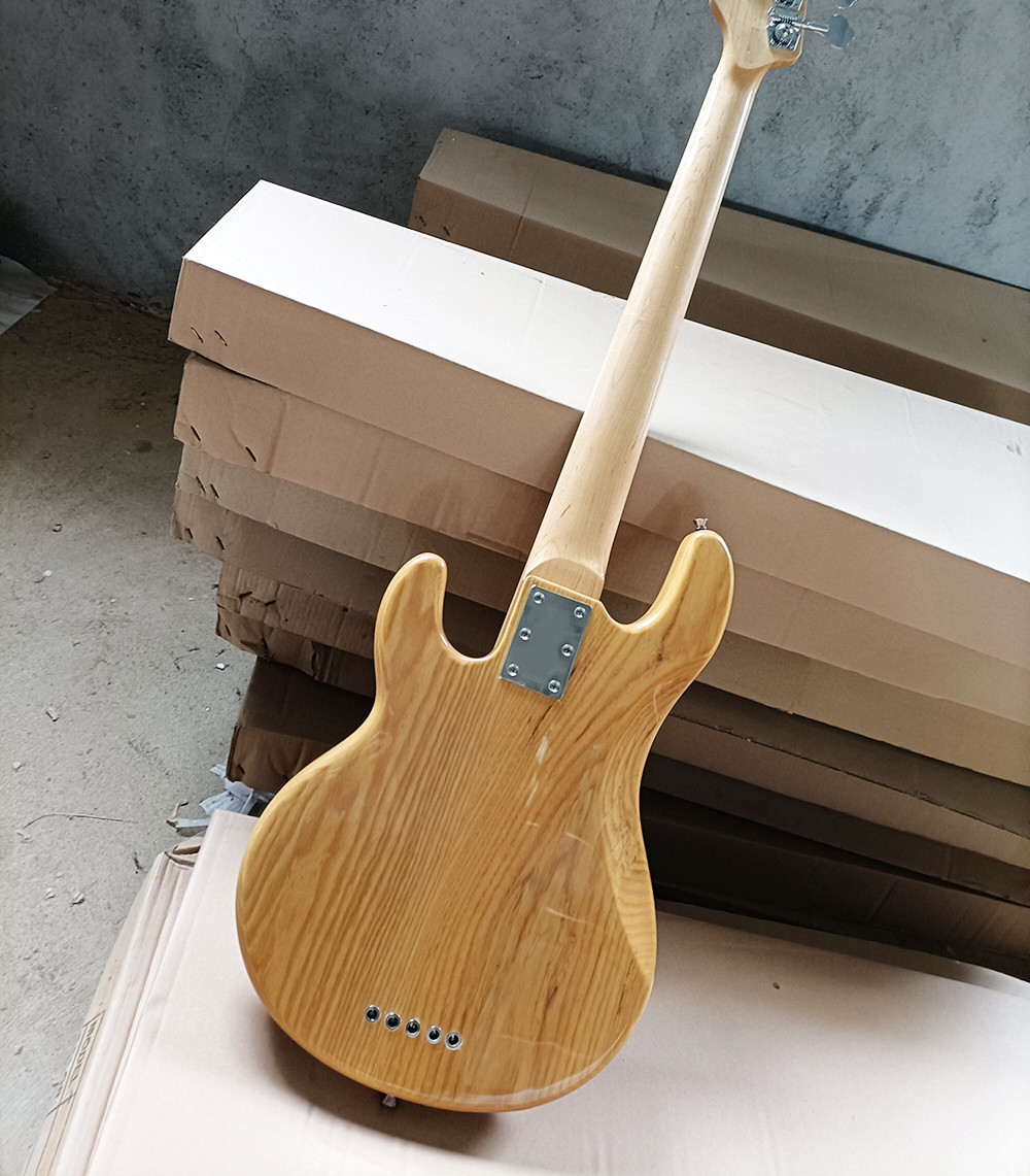 Custom 5 Strings Electric Bass Natural Wood Color with Ash Body Maple Fretboard