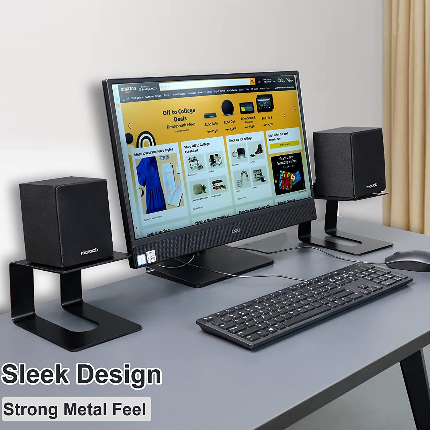 Sturdy Base Angle Speakers Desktop Speaker Stands for Office in Steel