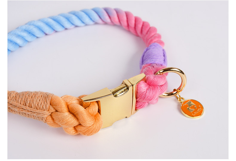 Multicolor Leash Collar Harness Set Walking Cotton Rope Training Dog Leash Collar Set