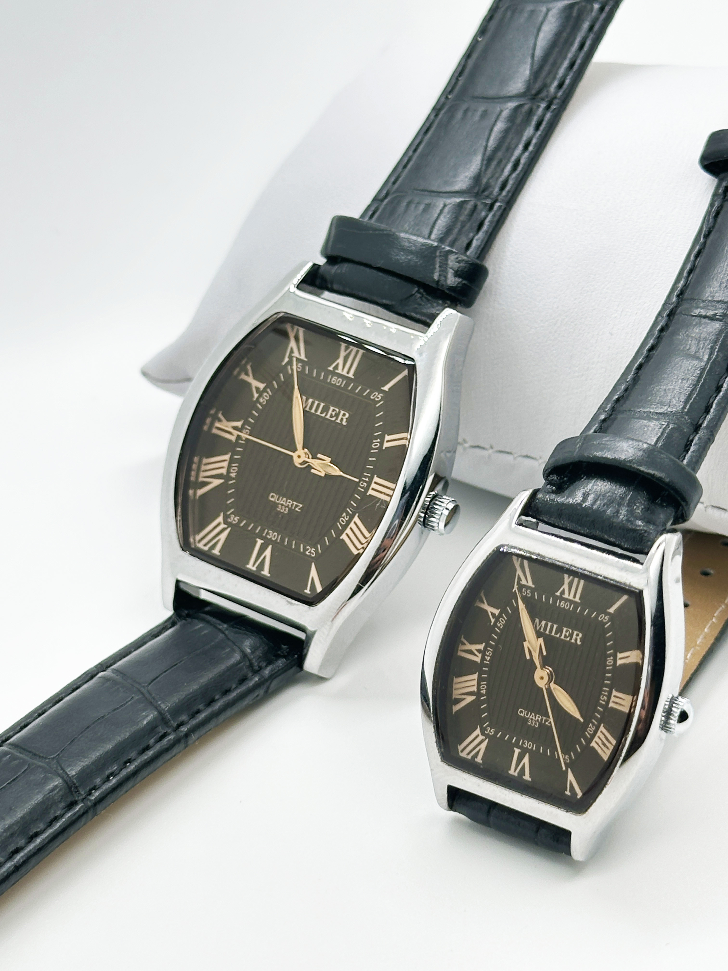 Stainless Steel Oval Dial Luminous Couple Wrist Watch 30m Water Resistant