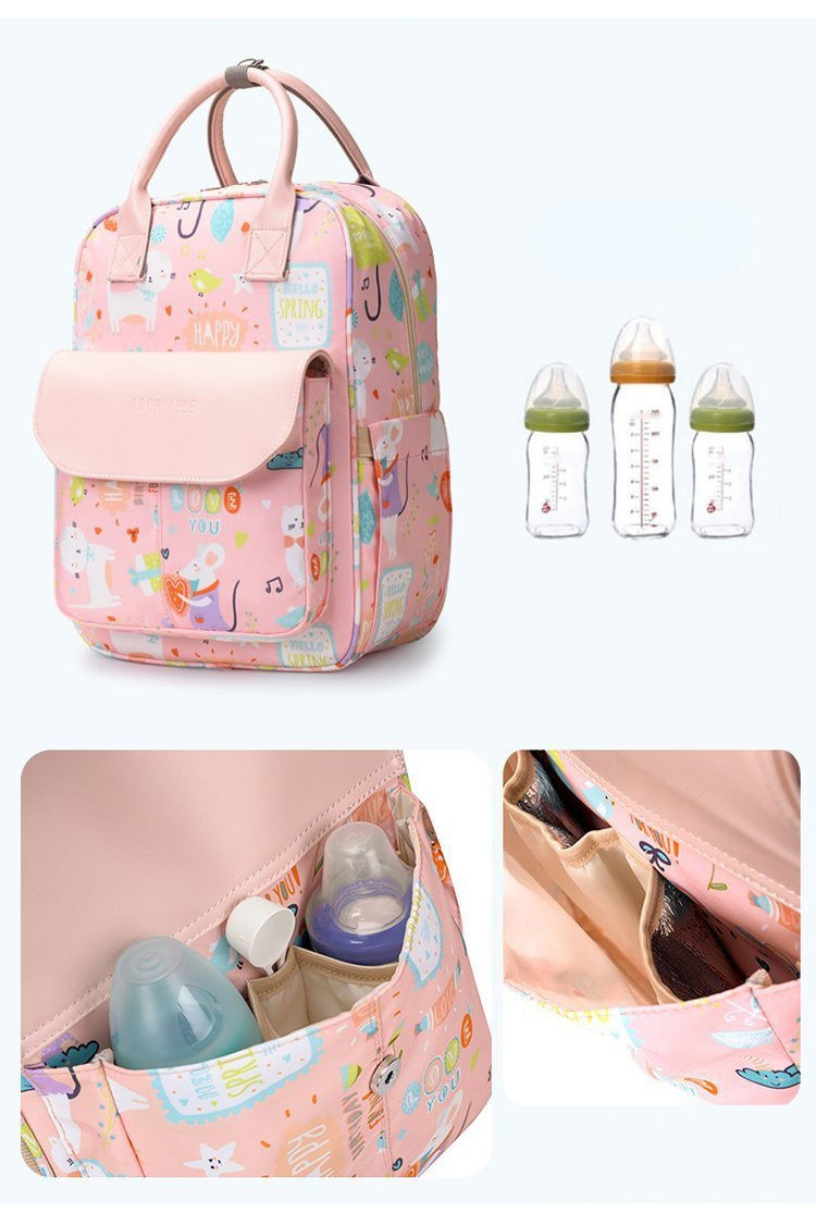 Animal Prints Polyester Rucksack Changing Travel Diaper Bags 27*15*42cm