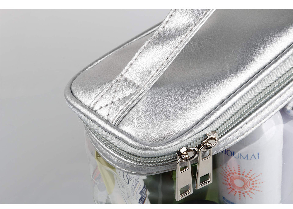 Women PVC Leather Travel Storage Pouch With Handle