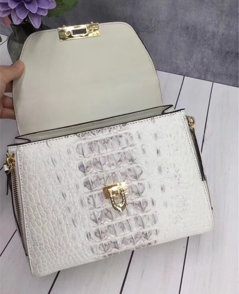 Exotic Genuine Crocodile Skin Woman Orange Purse Authentic Alligator Leather Lady Handbag Female Crossbody Shoulder Bag