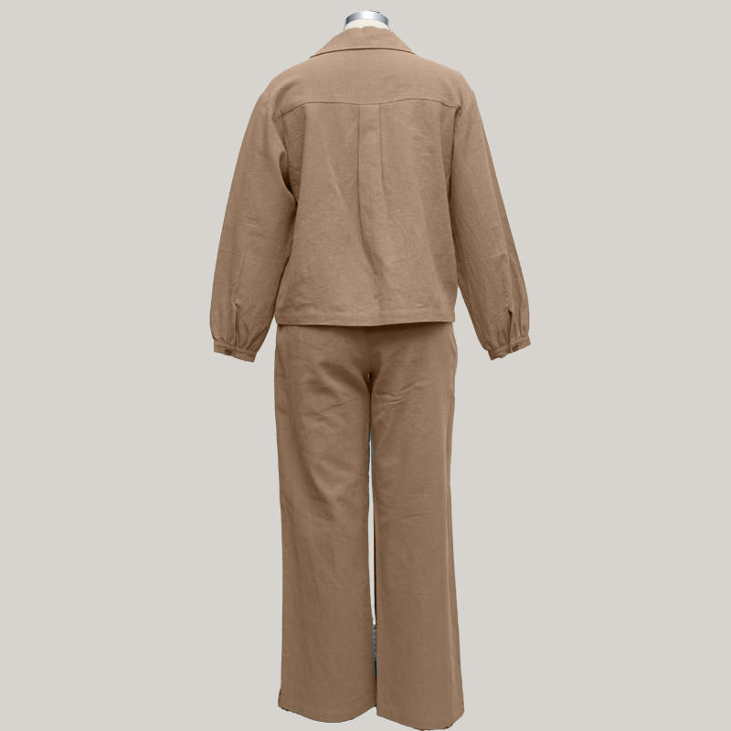 Linen Fabric Formal Stylish Womens Suits Slim Fit Two Pieces Stylish Loungewear Set