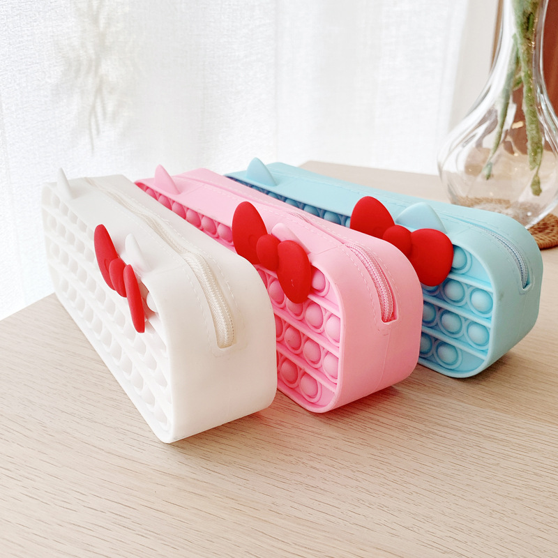 OEM/ODM Cute Cat Zipper Pencil Case 19*7*4.5cm Popper Toy Pencil Box with Bubble Design