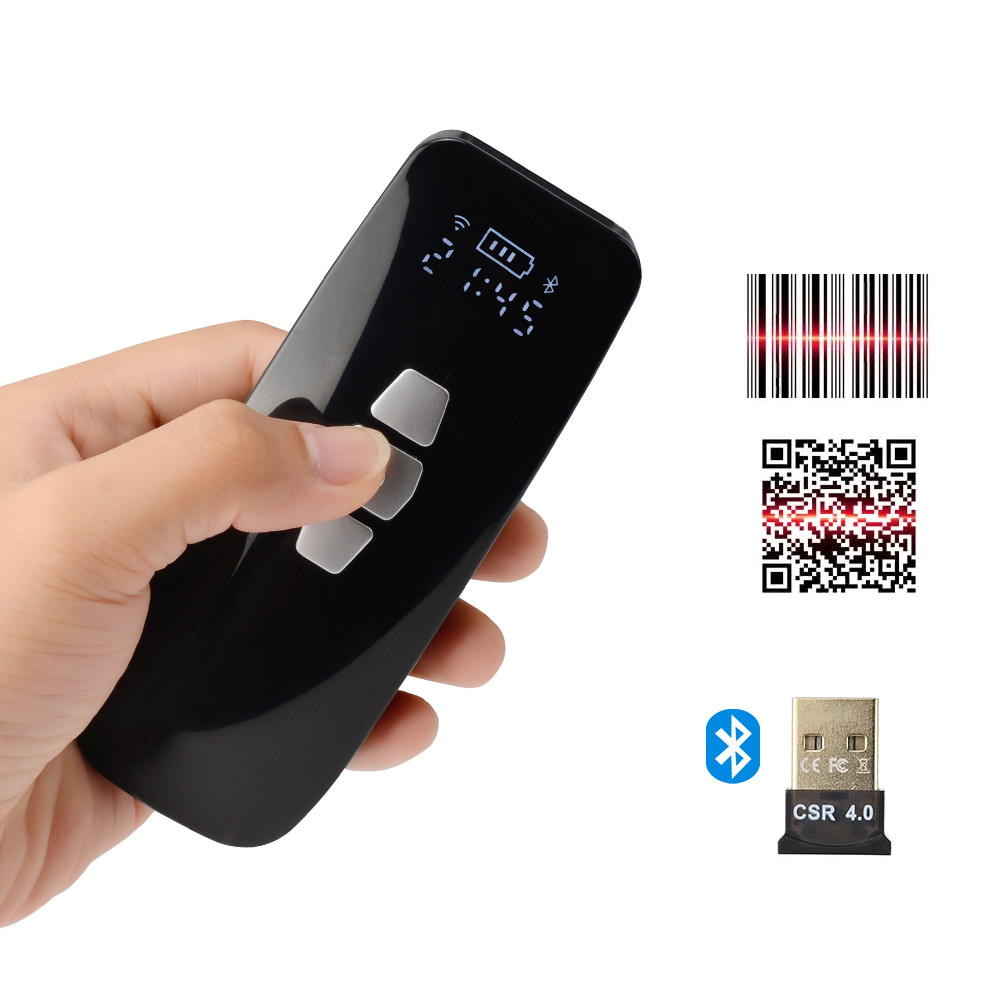 CMOS 2D Mini Qr Code Scanner Portable Pocket Barcode Scanner With Time Record