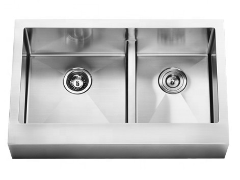 R10 Corner Apron Front Stainless Steel Kitchen Sink Double Bowl 39"*18"*10"