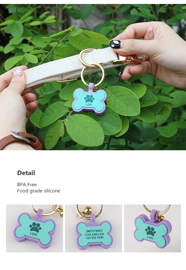 Wholesale low MOQ Cheap different shape many colors for options silicone blank dog tag name ID tag