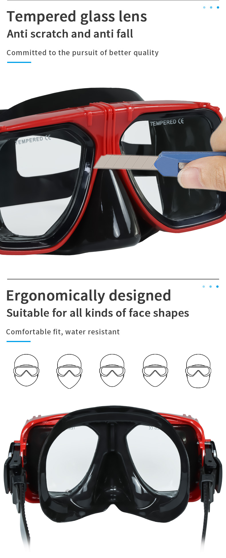 Swimming Diving Mask Scuba Women's Snorkel Mask Square Transparent Metallic