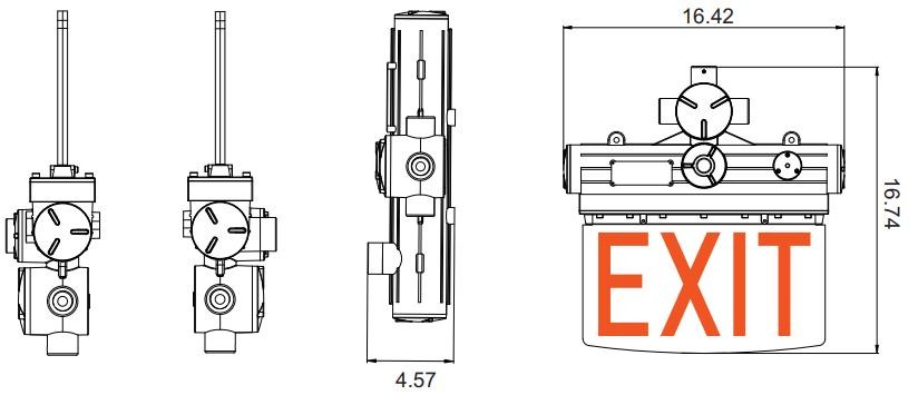 Explosion Proof Exit Sign Light Fixture 100-277V For Hazardous Locations