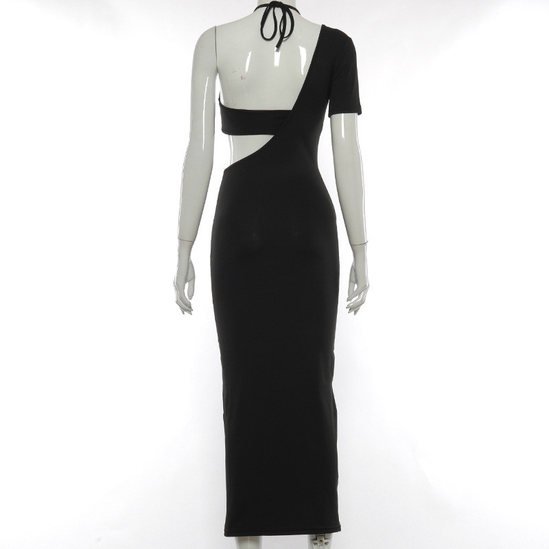 Irregular Cut Out Womens Party Maxi Dresses With Unilateral Sleeves