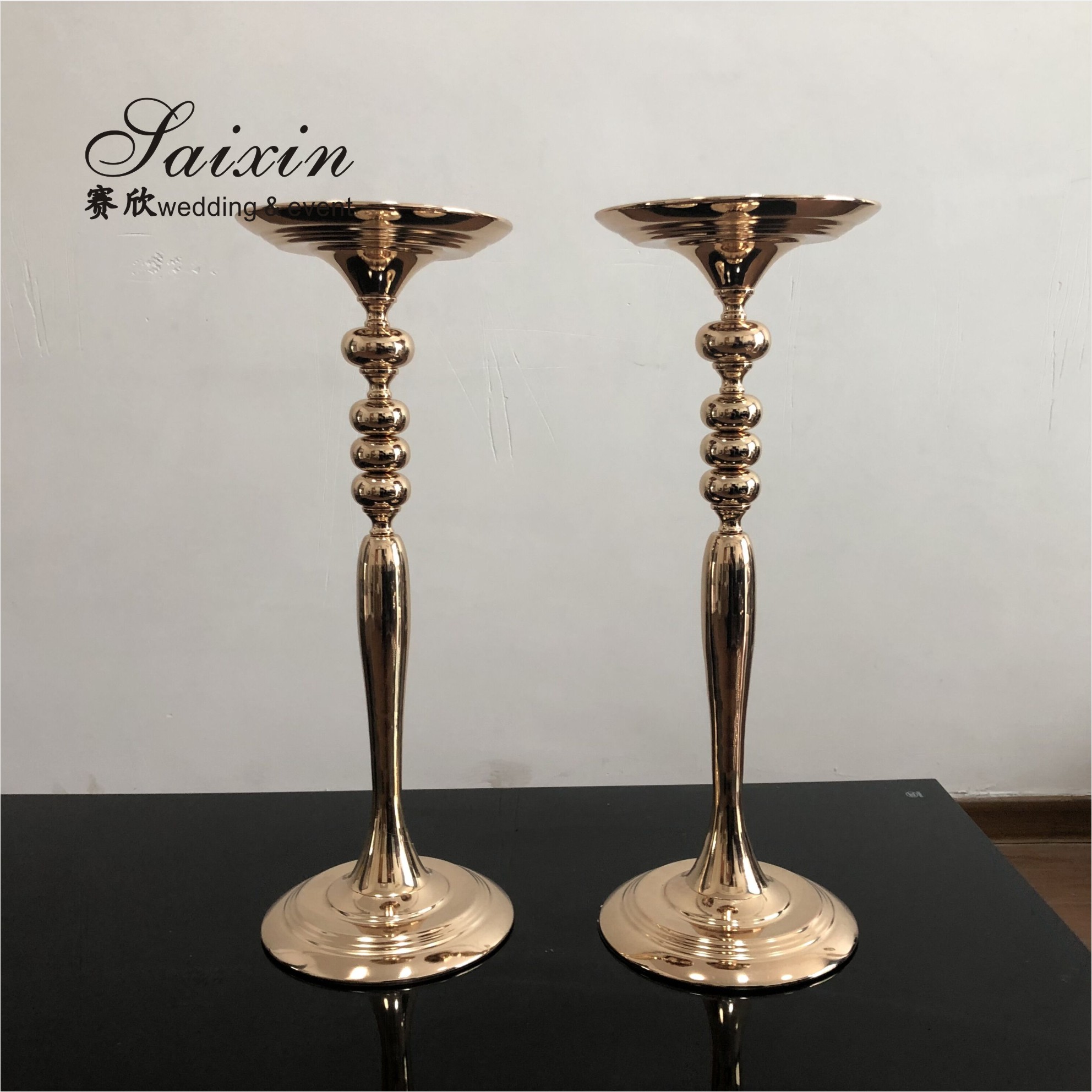 Events Wedding Art Decoration Vase Gold Metal Trumpet Vases Party