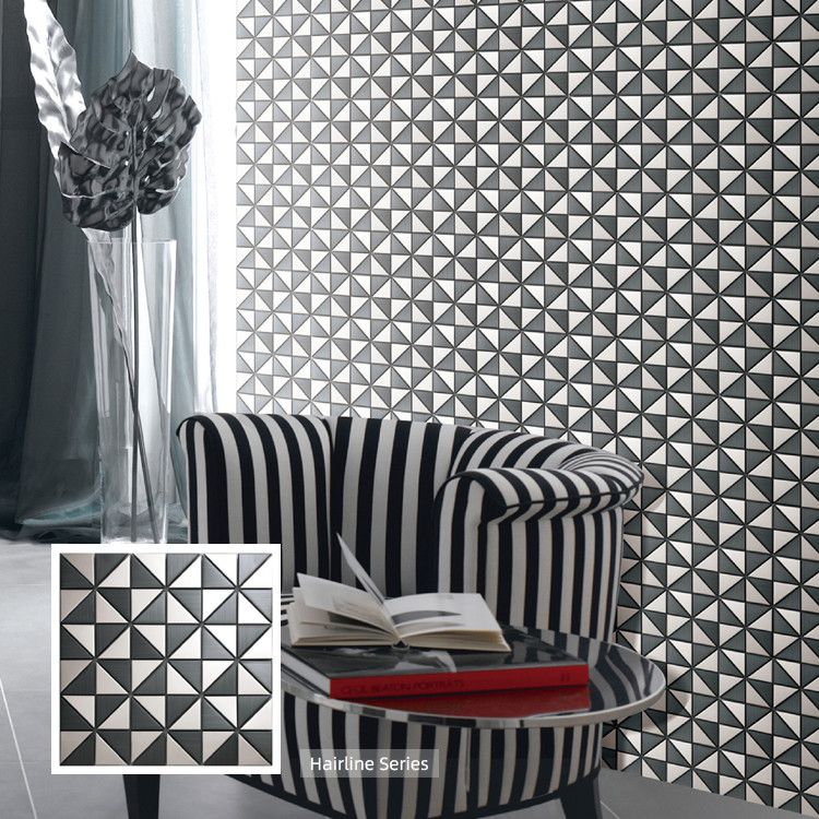 Wall Panel Decor Hairline Finish PVD Gold Stainless Steel Mosaic Tile
