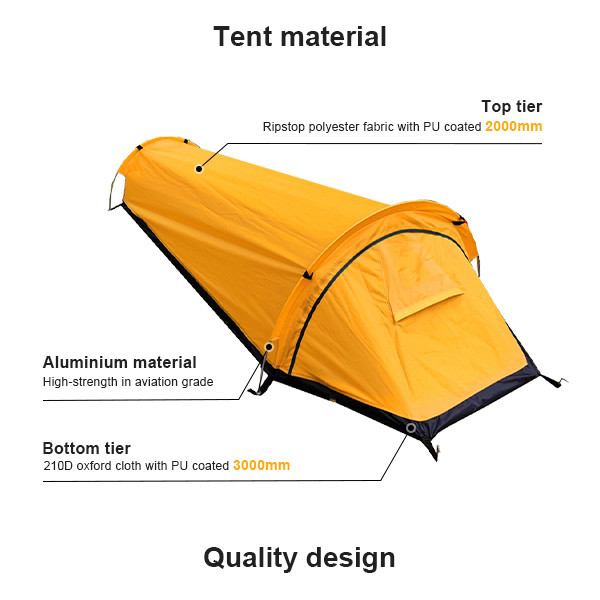 One Person Backpacking Tent Ultralight Army Green Bivy Sack Camping Tent
