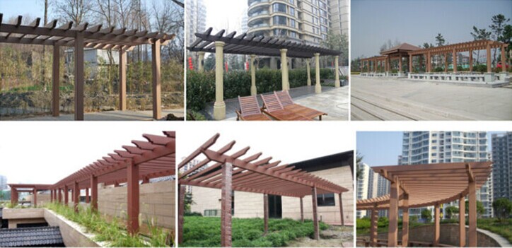 Coffee Decorative Timber WPC Pergola Grooving Surfacec Outdoor Garden 5M