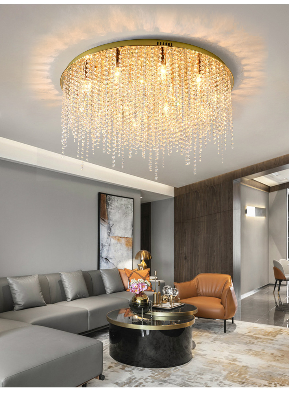 Crystal Chain Ceiling Lights New Lampara Techo for Home Decor guzhen lighting(WH-CA-107)