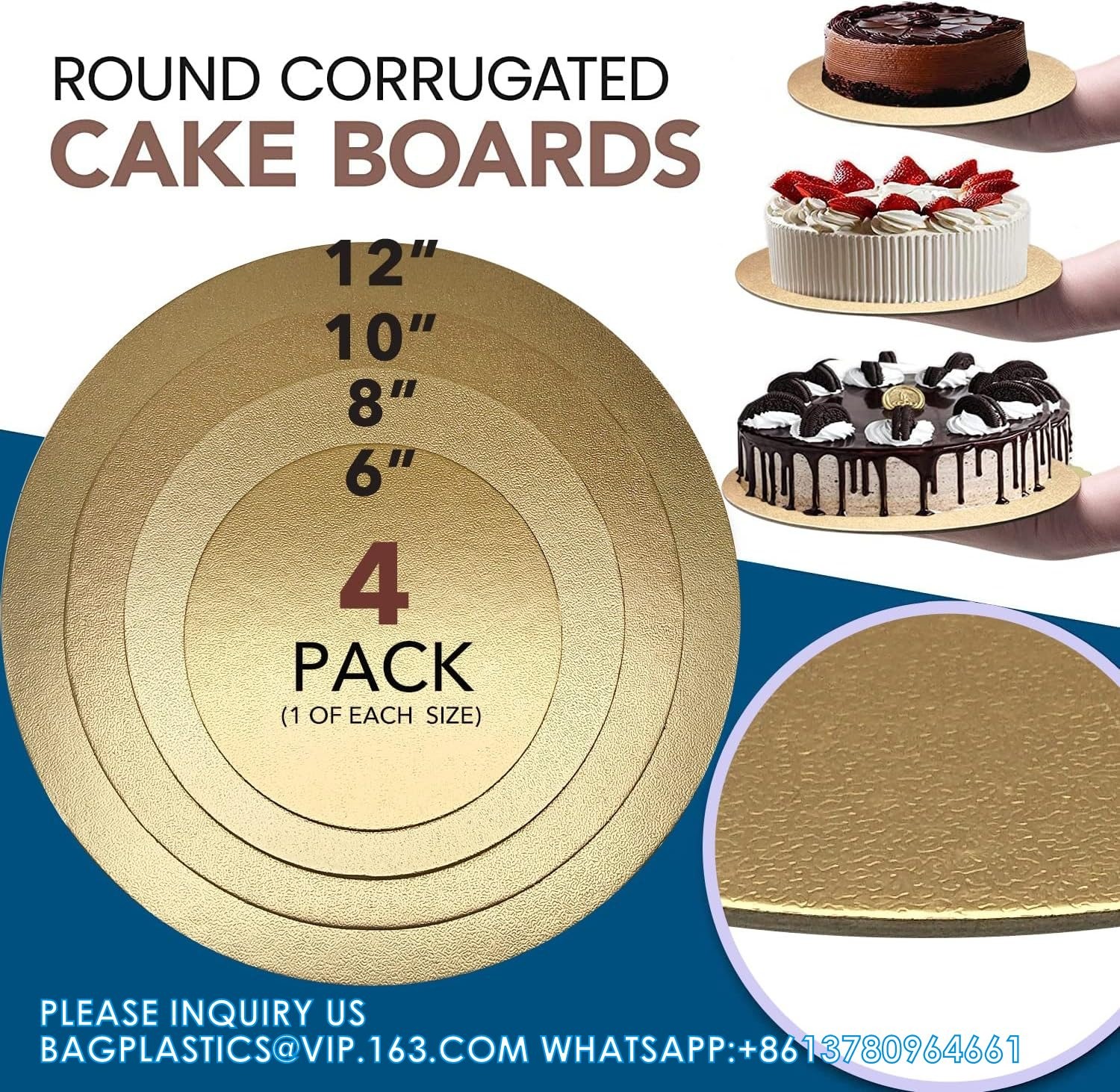 Cakeboard Round, 4, 6, 8, 10, 12 Inch Cake Base Cardboards, Round Cake Circles, Each Size, Set For Baking Cake