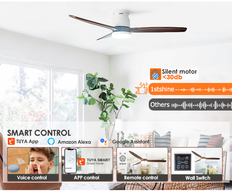 Support Dimmer Yes 1stshine LED Ceiling Fan with DC Motor and Space Saving Design