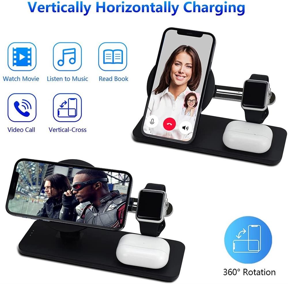 5W 3 In 1 Magsafe Wireless Charger Station 5V 1A For IPhone 12 AirPods